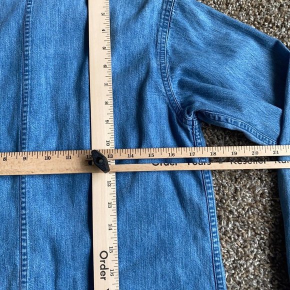 SKYDYED Denim Shirt Womens Medium Blue Jean Snap Button Up Long Sleeve Cowgirl - Picture 9 of 12